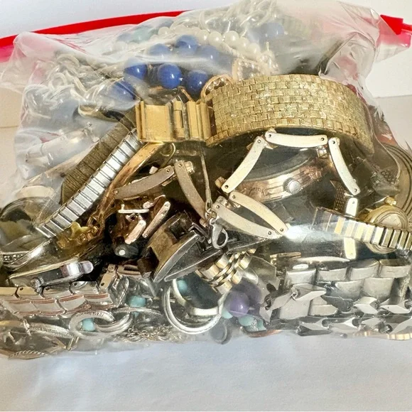 Jewelry Jar Lot Bulk Junk Drawer Vintage Modern Crafting Watch Necklace Ring - Picture 4 of 7